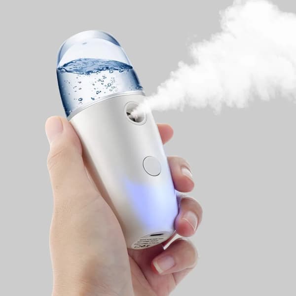Små sprayflaskor, elektrisk plastspruta för fin dimma för rengöring och hårvård, handfyllbar, påfyllningsbara mini-tomma sprayflaskor