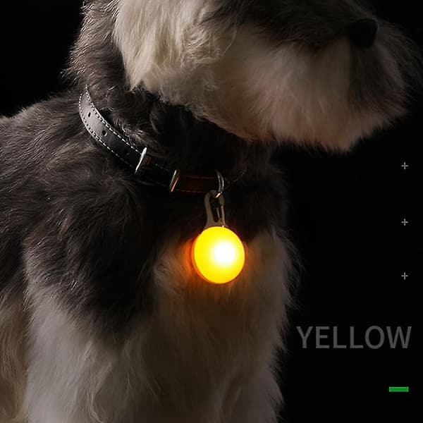 Hunde lys for nattevandring, klips på USB oppladbart hundekrage lys（Gul）