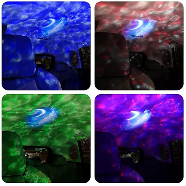 Projektor, 3 i 1 LED stjernelys projektor havbølge projektor USB stjernehimmel