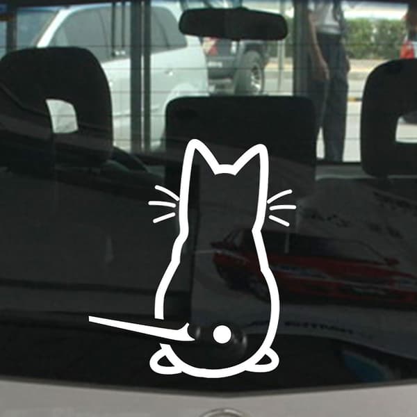 Bedövad leende katt bilsticker, katt Ow torkarblad bilsticker