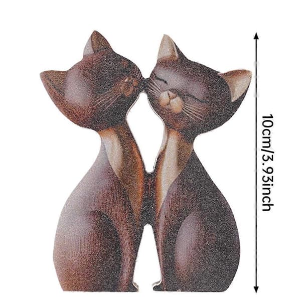 Flad træ-kattefigur - 2D-printet, stabil base, kompakt skrivebordsdekoration A77