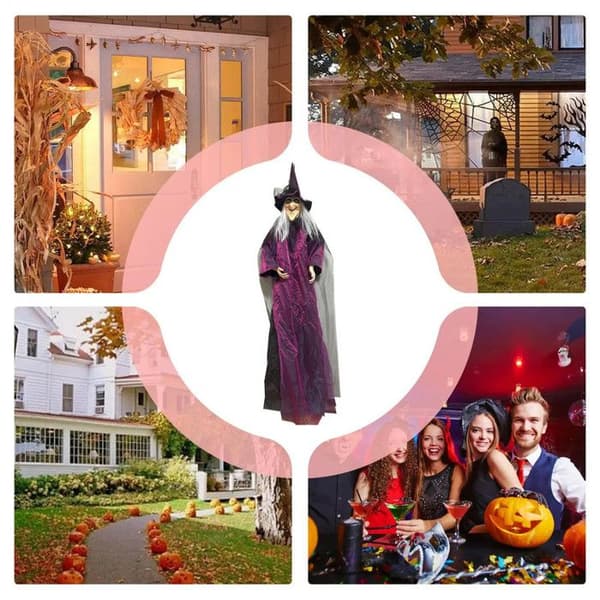 Uhyggelige, farverige, lydaktiverede heksepynt til Halloween, dekorative tilbehør