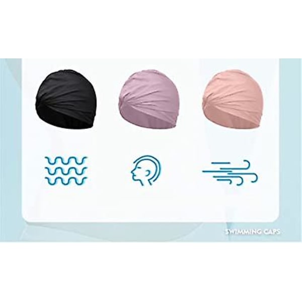 Dww-Plisseret lang hår svømmehætte til kvinder - Elastisk svømmehætte til kvinder