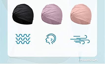 Dww-Plissert svømmehette med langt hår for kvinner - Elastisk svømmehette for kvinner