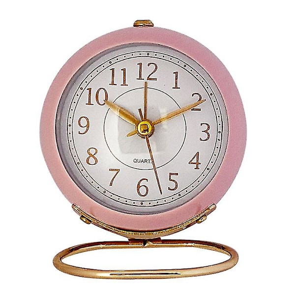 Liten bordsur, klassisk bordsur för barn, analog väckarklocka, skrivbordsur för sovrum, vardagsrum, kök, inomhusdekor (rosa)