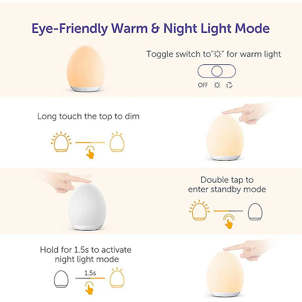 Led natlys til børn Silikone Baby Still Light Natlampe Dæmpbar Touch