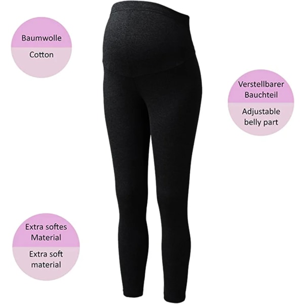 Gravid Leggings - Graviditets Leggings i bomull - Varma, ogenomskinliga Leggings för kvinnor (svarta, XL)