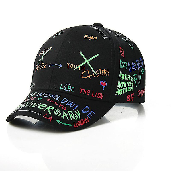 4-8 år barns snapback keps för pojke och flicka mode graffiti basebollkeps（E vit）