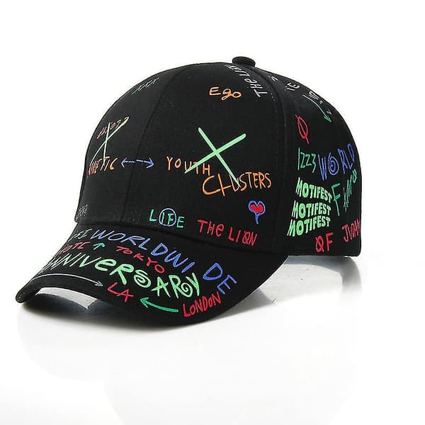 4-8 år Snapback-hatt for gutter og jenter, fasjonabel graffiti-baseballcaps (E hvit)