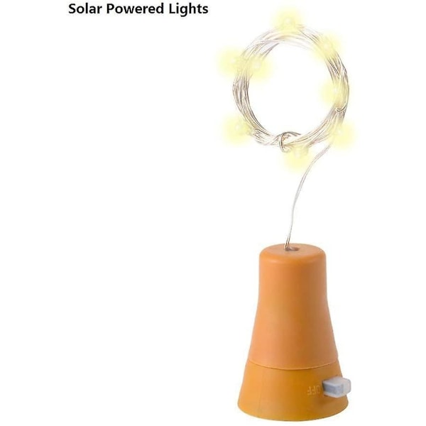 6-pack solcells LED-flaskkapsféljus 1m 10 LED koppartrådsdekorationsljus