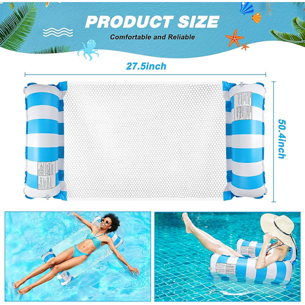 2-pack Uppblåsbara Pool Floats Hängmatta, Pool Float Lounge Uppblåsbar Vattenhängmatta, Simbädd, Lounge Chair Till Strand, Pool, Pool Till