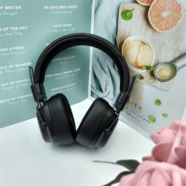 Headset för MAJOR IV Luminous Wireless Bluetooth-headset Tung bas Multifunktionsheadset Mikrofon, Svart（Svart）