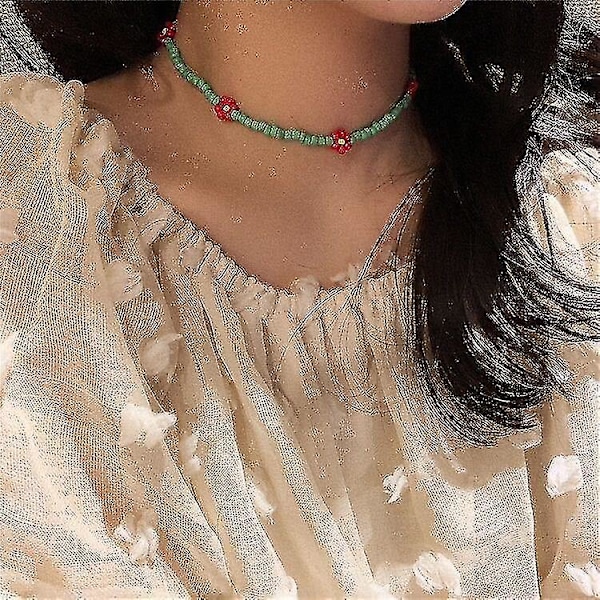 Halsband Bohemiska Regnbågsfärgade Pärlor Choker Halsband（E）