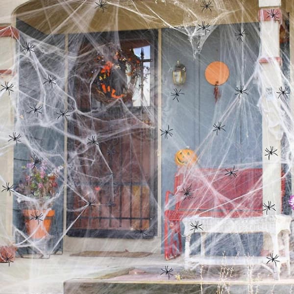 Festival Elastisk Spindelvæv med Edderkop til Gyser-hjemsøgt Hus og Havedekoration 20 spiders