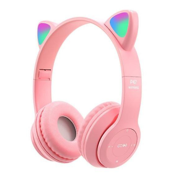 Bluetooth 5.0 Katteøre Hovedtelefoner til Børn Foldbare Trådløse Stereo Headset med Mikrofon LED Lydstyrkekontrol