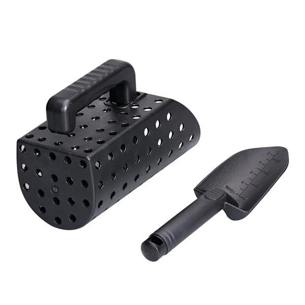1 sett sandskuffe, hul design, ergonomisk håndtak, multifunksjonell med skala mark, spade for sand, graveverktøy, utendørs leketøy for barn