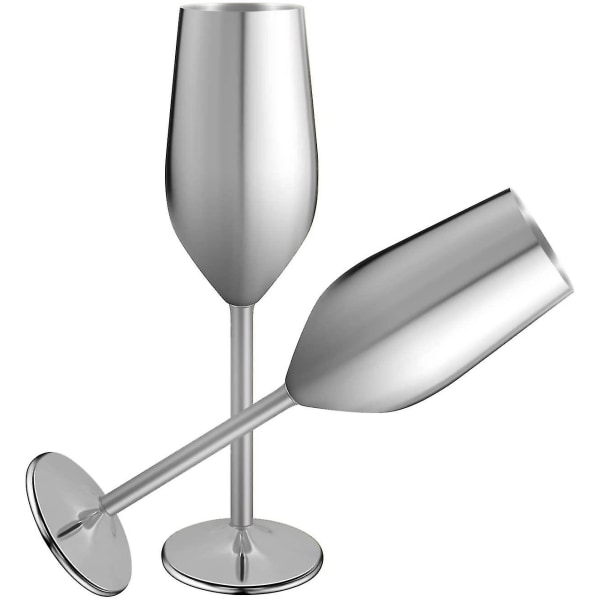 Julklappar, 2 uppsättningar champagneflöjtglas i rostfritt stål, 201 ml silver