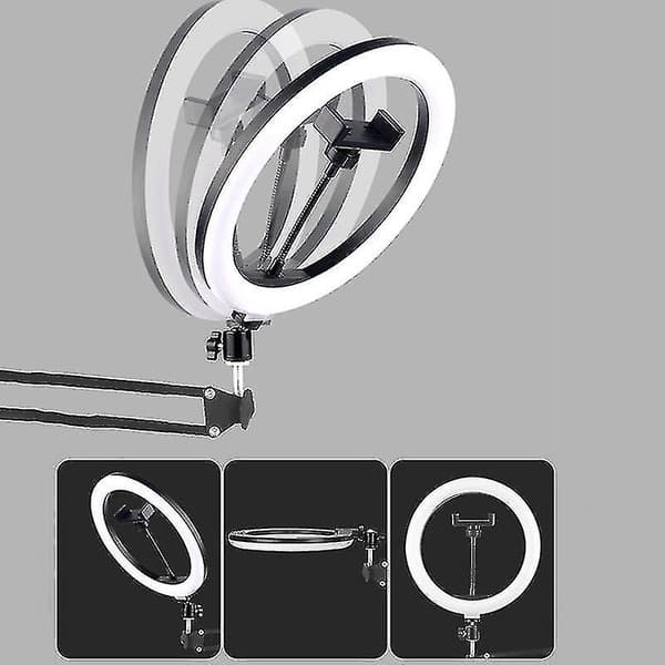 10in LED Selfie Ring Light med förlängbar armstativ och skrivbordsfäste för telefon