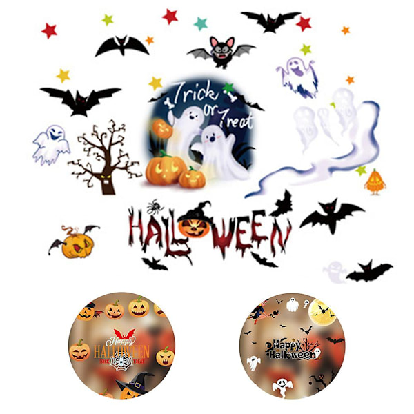 3 sett Halloween vindus klistremerker flaggermus katt heks spøkelse gresskar vegg klistremerker vindus klistremerker