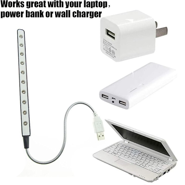 Energibesparende USB10LED Computer Lys-Sort|USB lys