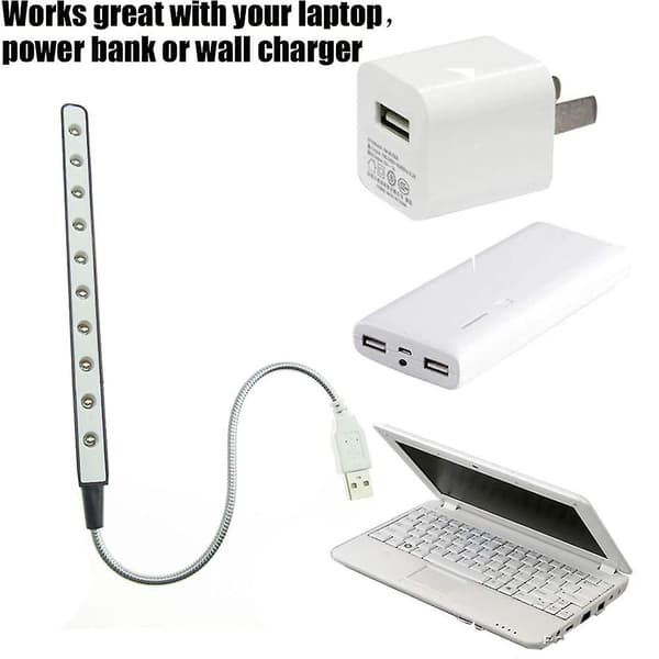Energibesparende USB10LED datamaskinlys - Svart | USB-lys