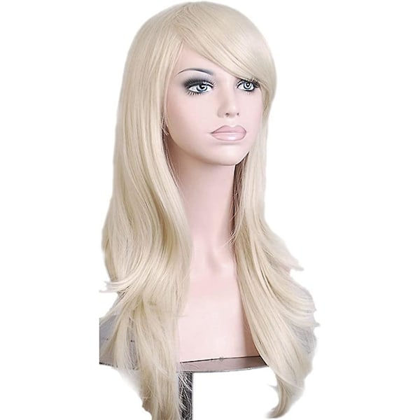 Acsergery Ny 23\" Cosplay Vågiga Peruker Full Head Vit Blond Hår Peruk Anime Cosplay/kostym Present