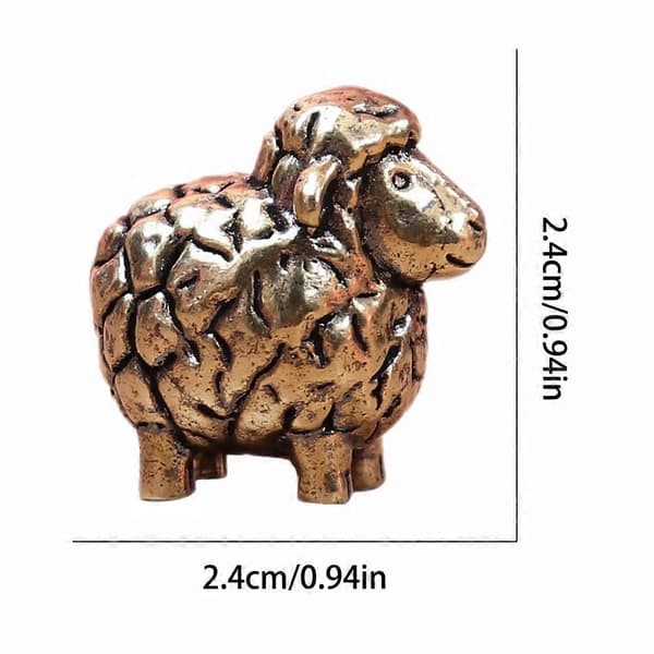 Miniatyrfårfigur i mässing, Zen-tehusdjur, skrivbordsmaskot med solid gjutning