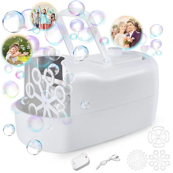 Boble maskine, automatisk USB bryllup scene boble rekvisitter, hvid