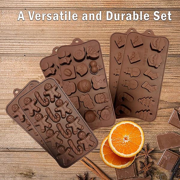 6 stk. (2 multiform + 2 julemand + 2 skurke) silikone chokoladeform | chokoladeform
