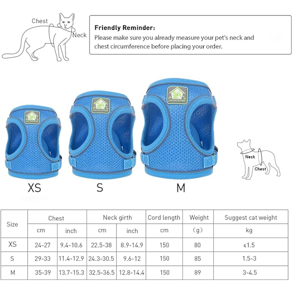 Kattesele og kobbel med bånd for kattunge: Gåtur, rømningssikker, justerbar vestsett for katter, kompatibel