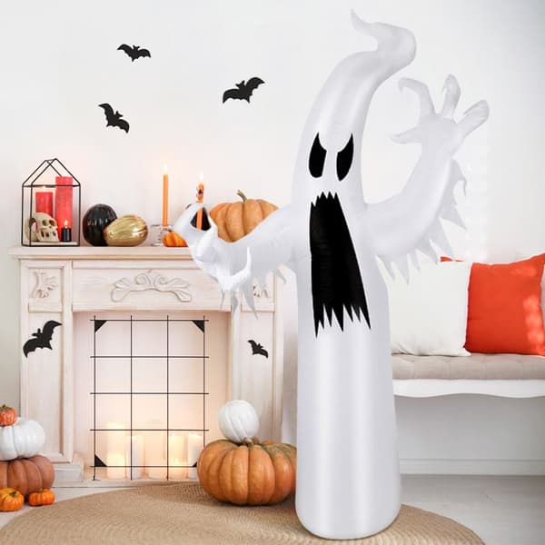 B.LIVEM - Oppusteligt Halloween-spøgelse med LED-lys, Halloween-dekoration til Halloween- og gyserfester – 2,4 m