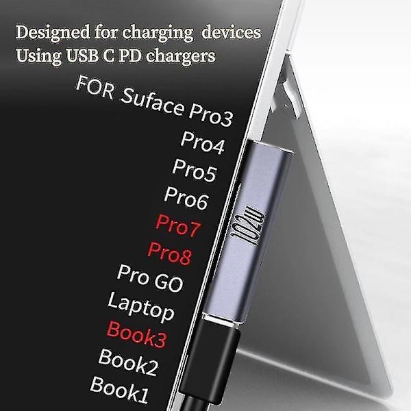 102w 6.8a Pd Snabbladdningsadapter för Microsoft Surface Pro X 8 7 6 5 4 3 Go Book Usb