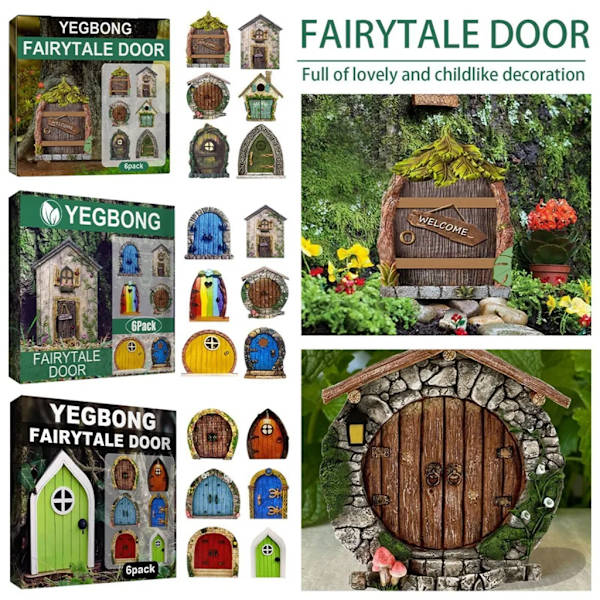 6 st Elf Gate Fairy Gate Trä Elf Gate Barnrum Fantasy Elf Gate Trädgårdskonst Trädgårdsskulptur 3#
