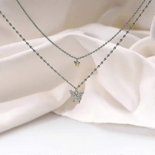 925 Silverhalsband, Glänsande tofs halsband (Guld)