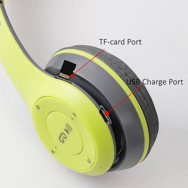 Gule trådløse hovedtelefoner, foldbar stereobas, Bluetooth-hovedtelefoner, headset til børn, gaver, med mikrofon, Bluetooth 5.0-adapter, videospil