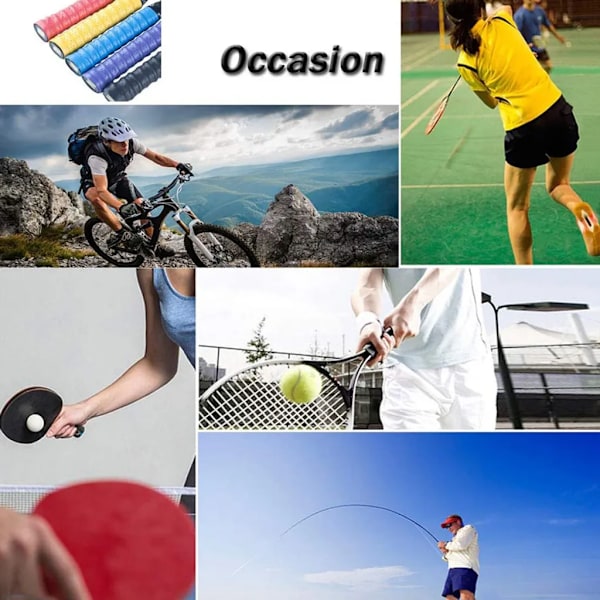 Självhäftande tennisgreppstejp, halkfri för racketar, flerfärgssats för olika sportutrustning