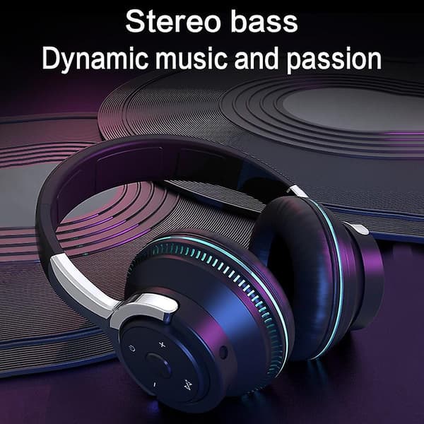 Professionellt spelheadset Färgglad LED-ljus Bluetooth-headset Fällbart Bluetooth-headset med mikrofon Bas Stereo Surround Gaming Headset Suppor