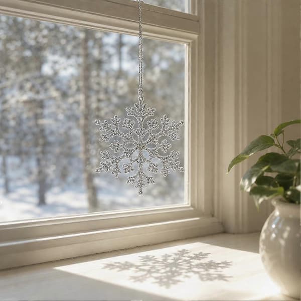 Julgranspynt Snöflingor PVC Glitter Okrossbara Julgransdekorationer Red