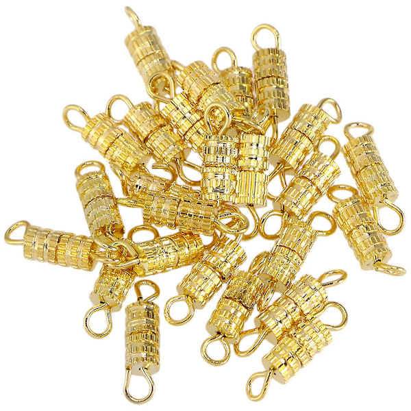 50 st smyckeslås skruvtyp lås för halsband armband kedja DIY tillverkning tillbehör（0.4X0.4X1.5CM，Gyllene）