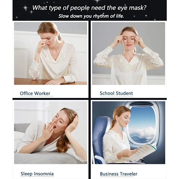 100% Siden Sovmask med Justerbara Remmar, Bekväm och Supermjuk Ögonmask, Ultimat Sömnhjälp, Ögonbindel (Röd)
