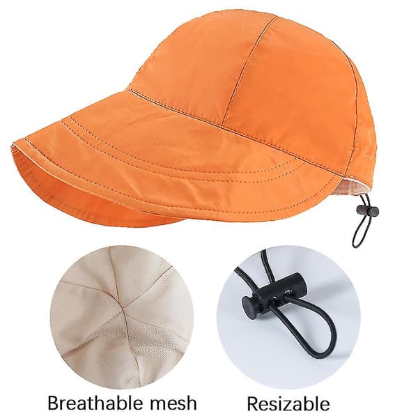 Dam Reversible 2-i-1 Bred Brätte Floppy Hat Uv-skydd Hattar För Strand Glof（orang）