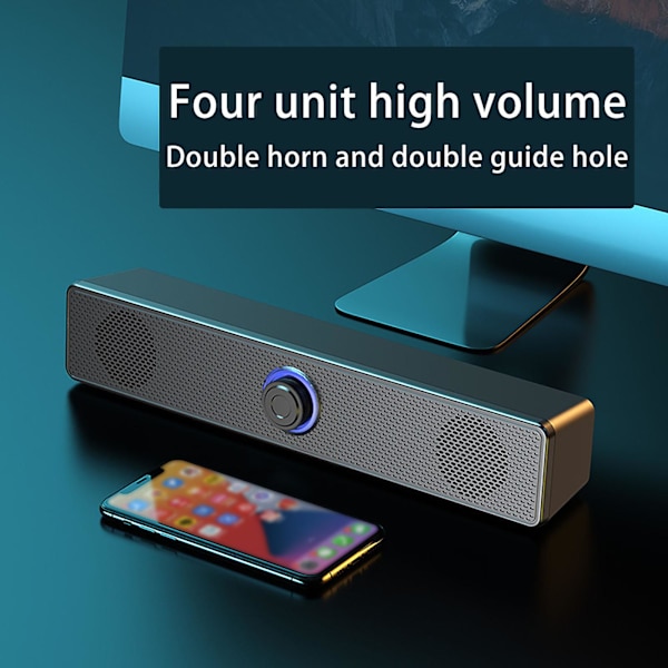 Tietokonekaiuttimet Bluetooth Pieni kaiutin Subwoofer Kannettava tietokone Multimedi Bluetooth Audio Voidaan käyttää langallisesti tai Bluetooth-yhteydellä Ale (Musta)