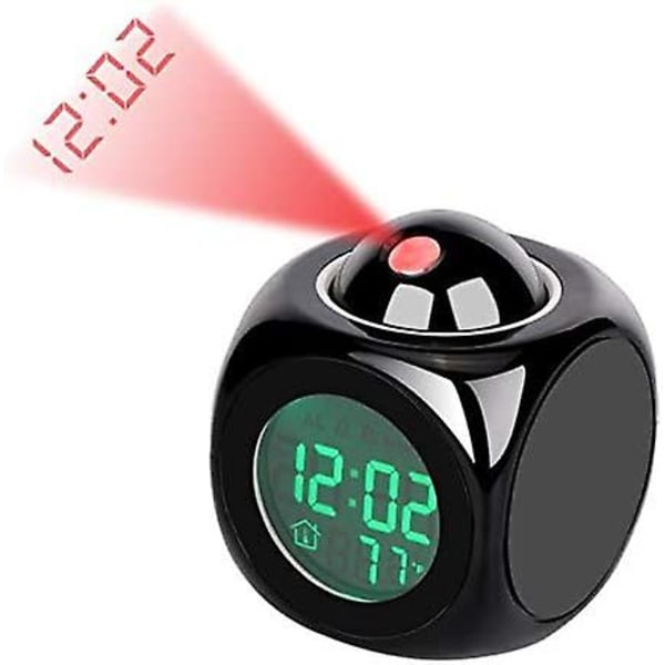 Digital väckarklocka, väggprojektion, LCD, LCD, snooze-larm, tidsvisning, LED-bakgrundsbelysning