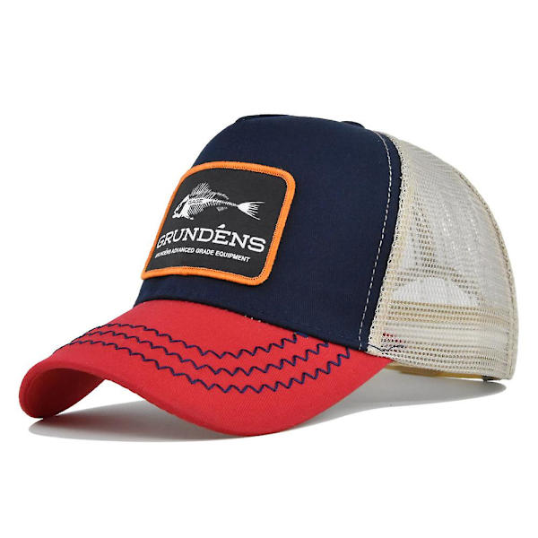 Broderad Baseballkeps Fishbone Vävd Etikett Broderad Toppad Kep Mesh Kep Böjd Brätte Solskärm Sommarhatt Solskärm