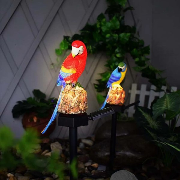 Papegoja Solar Trädgårdsljus LED Utomhus gräsmatta Dekoration Power Trädgård Fågelform Belysning Vattentät Ljus Djurform Ljusröd