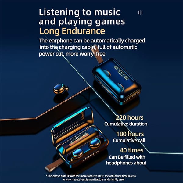 Mini Digital Display Touch-Control Trådlösa Bluetooth 5.0 Hi-Fi TWS-Hörlurar Öronproppar IPX6