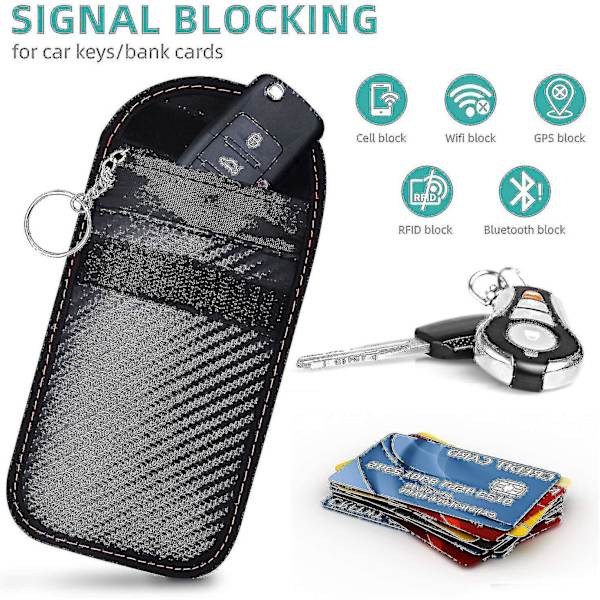 2-pack Faraday-påse för bilnycklar, stöldskyddad Faraday-påse för bilnycklar, rfid-bilnyckelsignal-