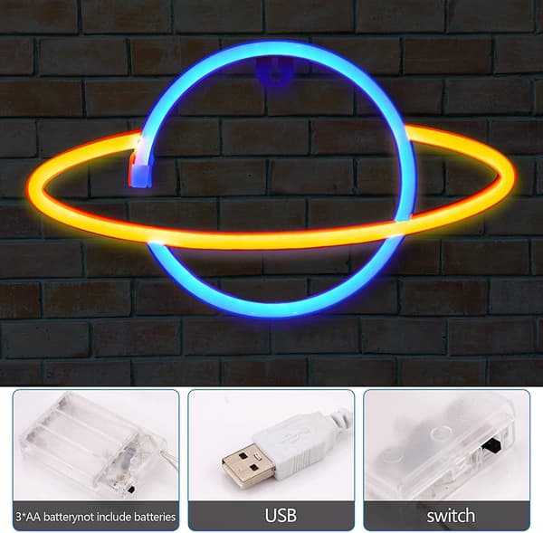 Led Neonskylt Planet Neonljus Moln Blixt Led Vägglampa Väggdekor Batteri/usb-driven