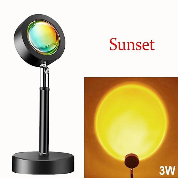 Solnedgangslampe farverig knap regnbue solnedgangsprojektor atmosfære led natlys boligindretning cafe bar solnedgang glorie lampe（10w sol）