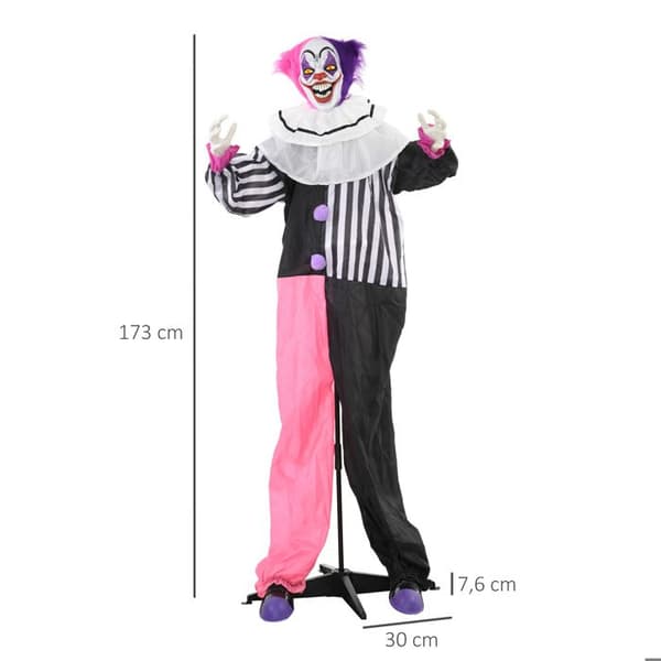 Rosa og lilla skummel klovn Halloween-dekorasjon, mobil med latterfunksjon